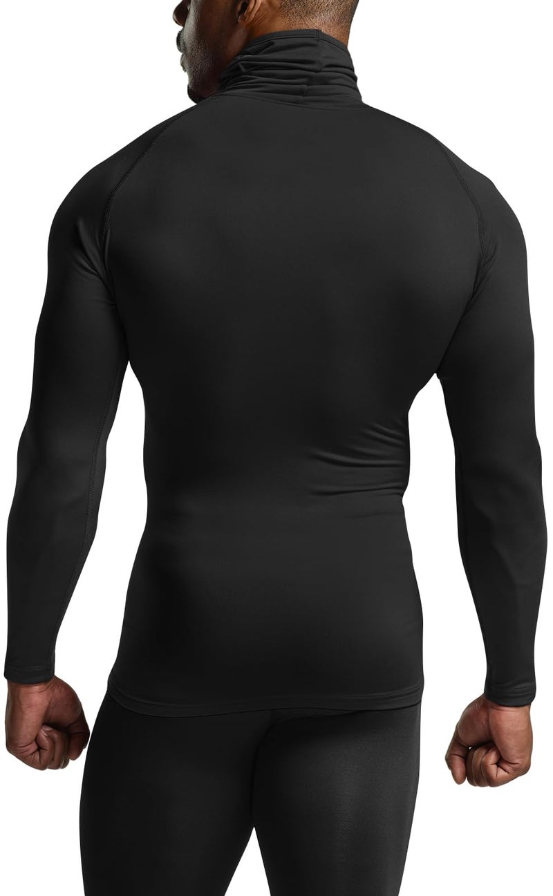 TSLA Men's Thermal Long Sleeve Compression Shirts, Mock/Turtleneck Winter Sports Running Base Layer Top, Heatlock Face Cover Black, X-Large - Image 4